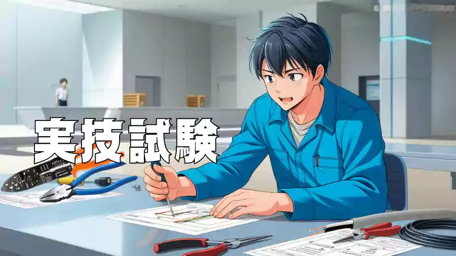 実技試験を終えて一息ついている様子。